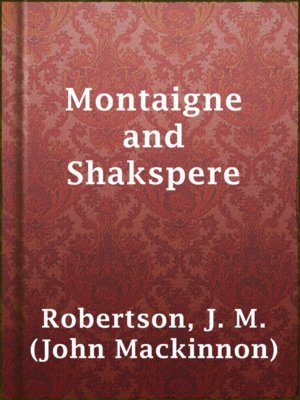 cover image of Montaigne and Shakspere
